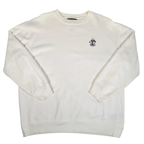 Lauren Ralph Lauren Womens Small Crewneck Embroidered White Cotton Sweater - Picture 10 of 10